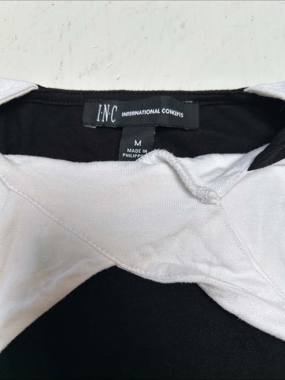 INC International Concepts Black and White Cross-Back Tank - Picture 3 of 5